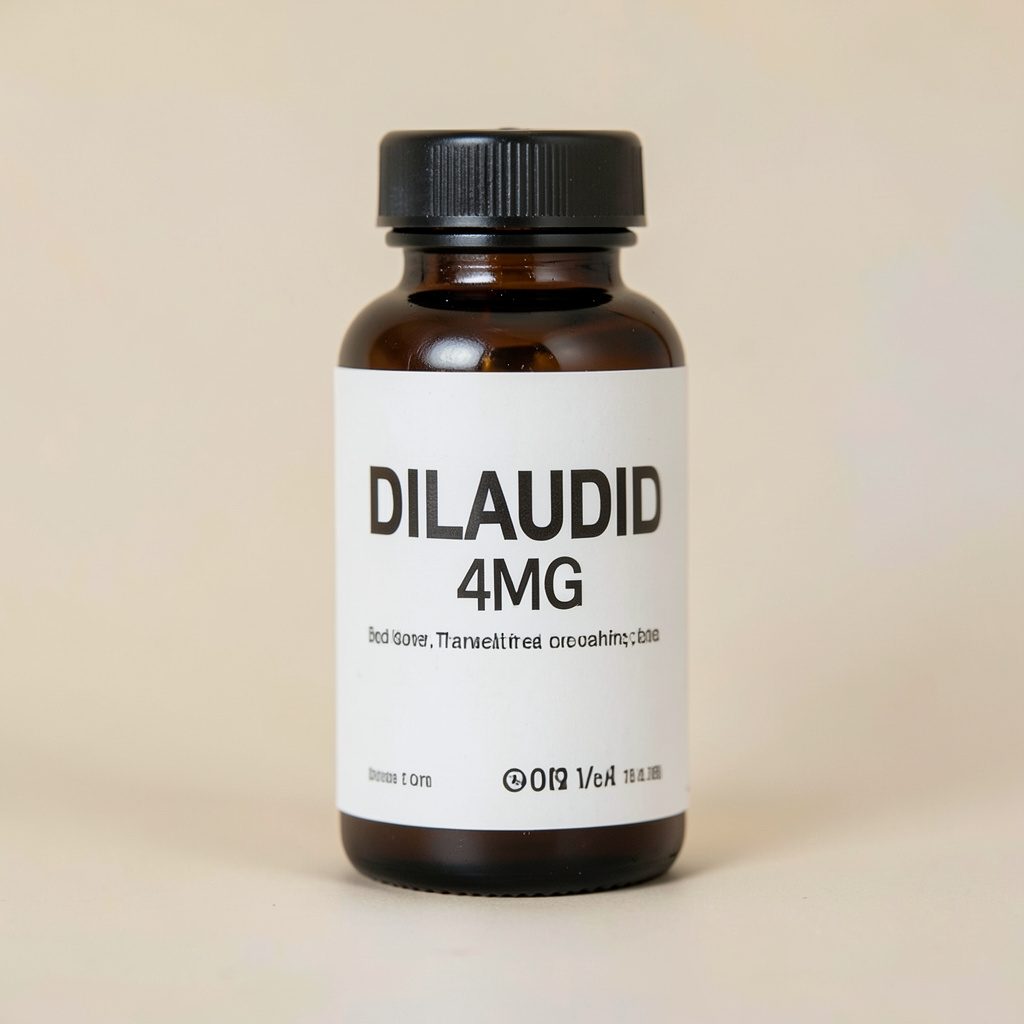 Dilaudid 4mg tablet packaging with a soft purple-tinted background.